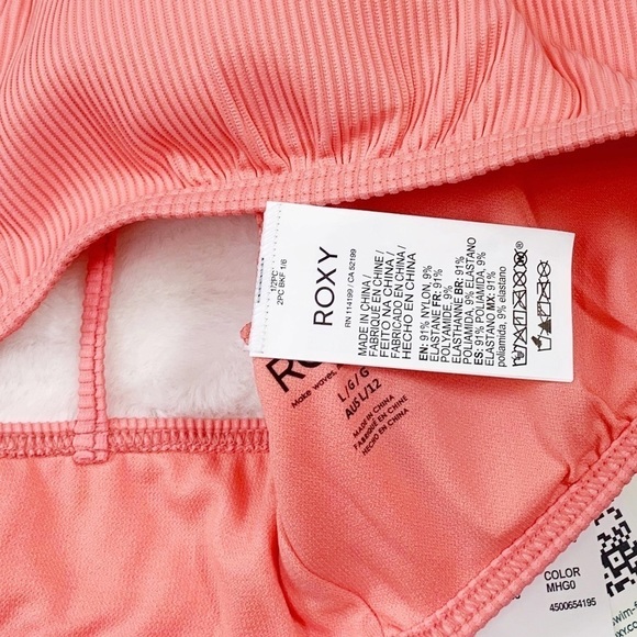 NWT Roxy Mind Of Freedom Ribbed Bralette Bikini Top In Shell Pink - Picture 8 of 8